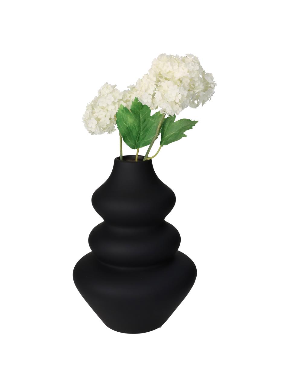 Designová váza v organickém tvaru Thena, Kamenina, Černá, Ø 15 cm, V 20 cm