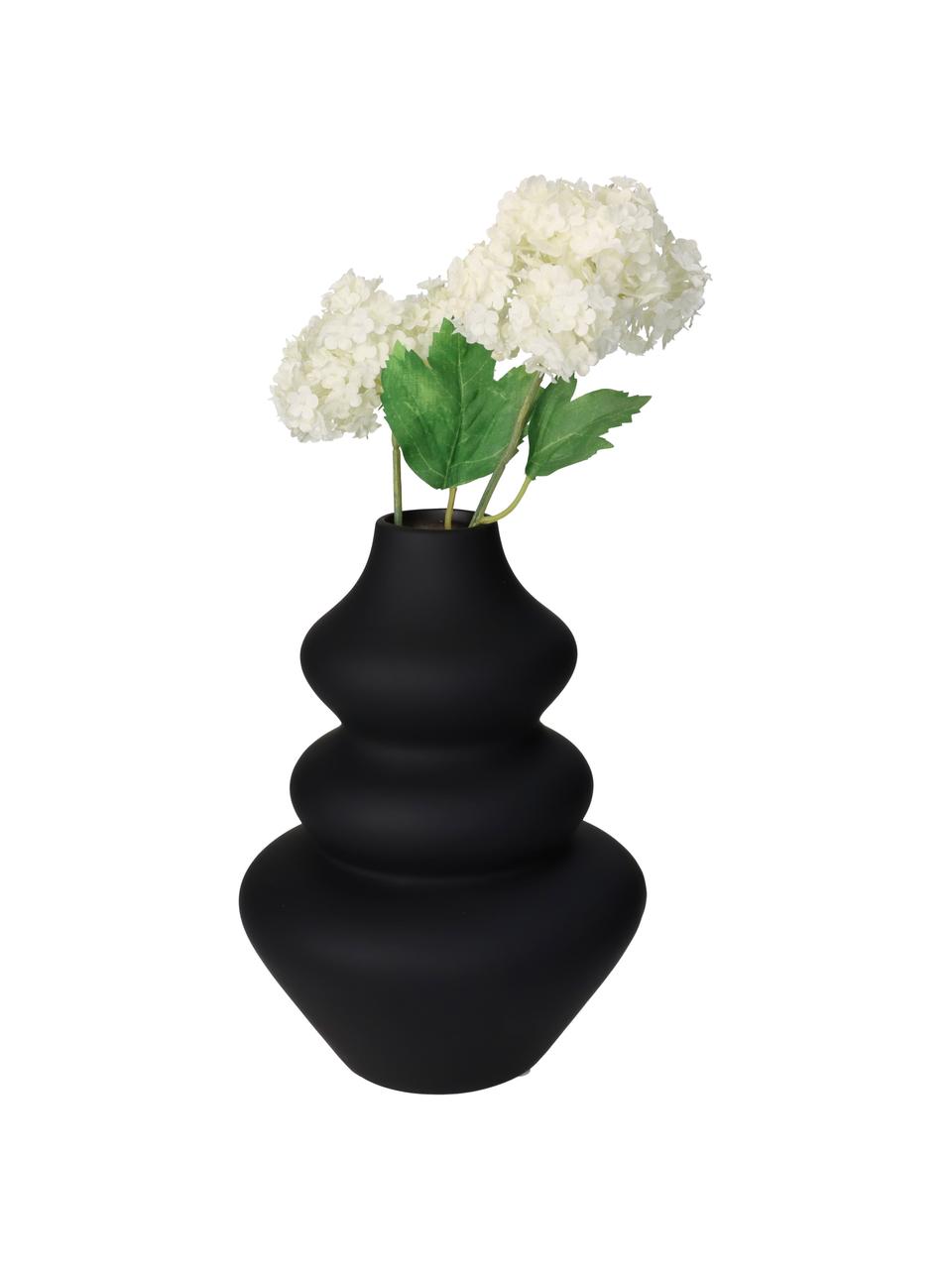 Vaso di design in forma organica Thena, Gres, Nero, Ø 15 x Alt. 20 cm