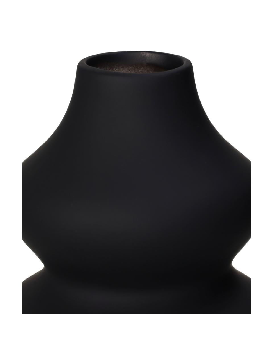 Design vaas Thena in organisch vorm, Keramiek, Zwart, Ø 15 x H 20 cm