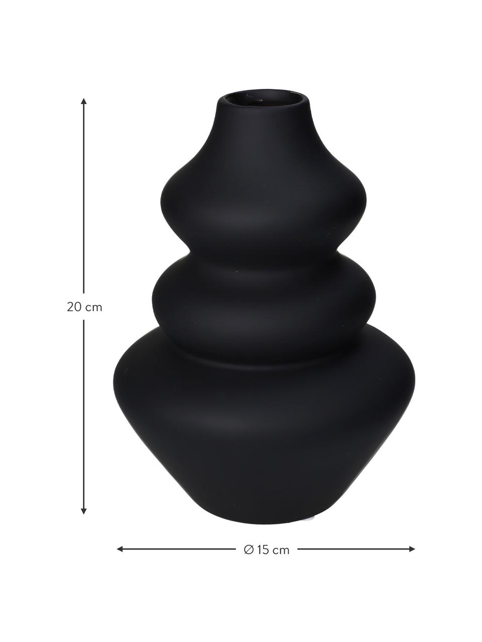 Jarrón con forma orgánica de diseño Thena, Gres, Negro, Ø 15 x Al 20 cm