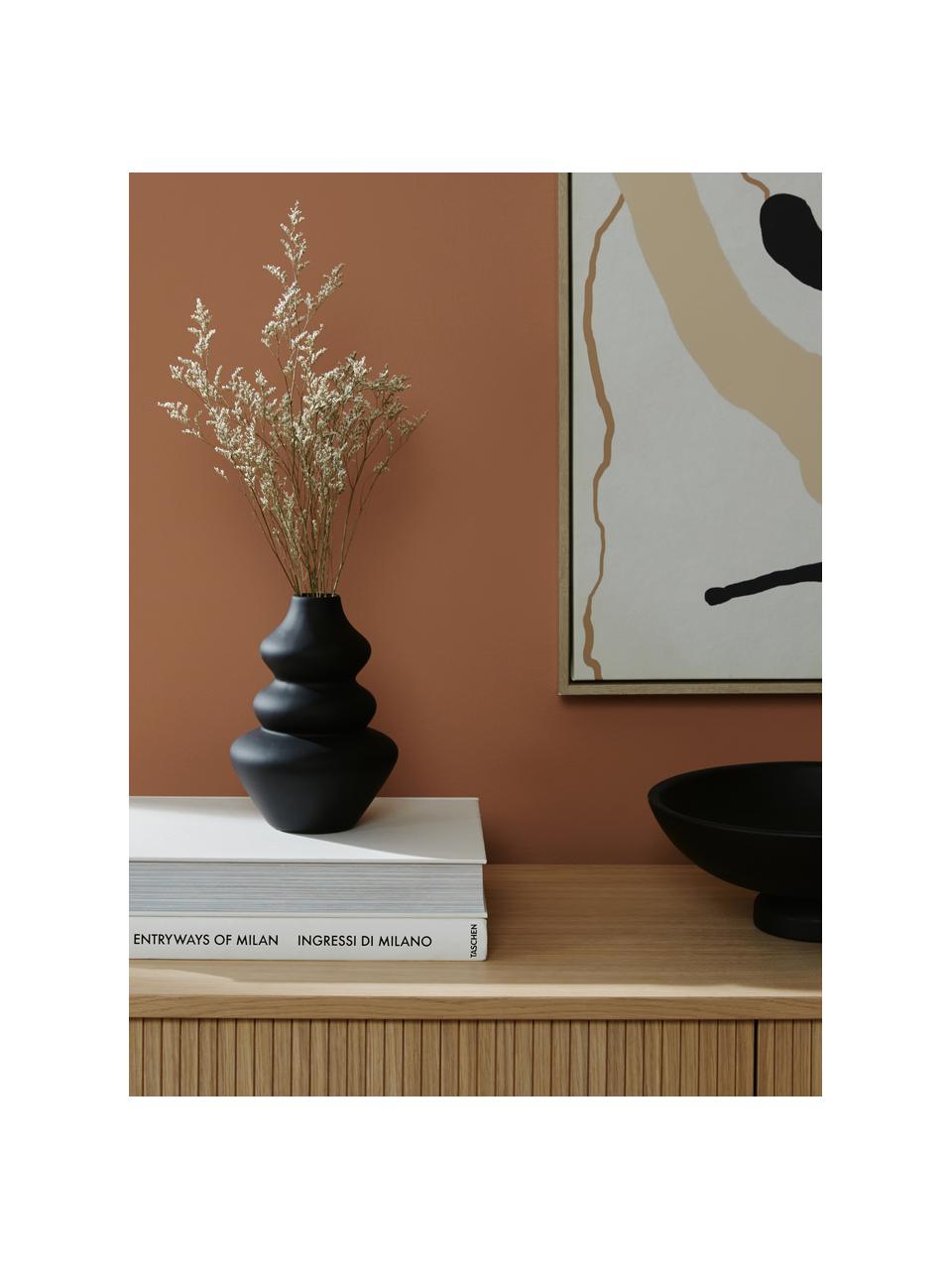 Jarrón con forma orgánica de diseño Thena, Gres, Negro, Ø 15 x Al 20 cm