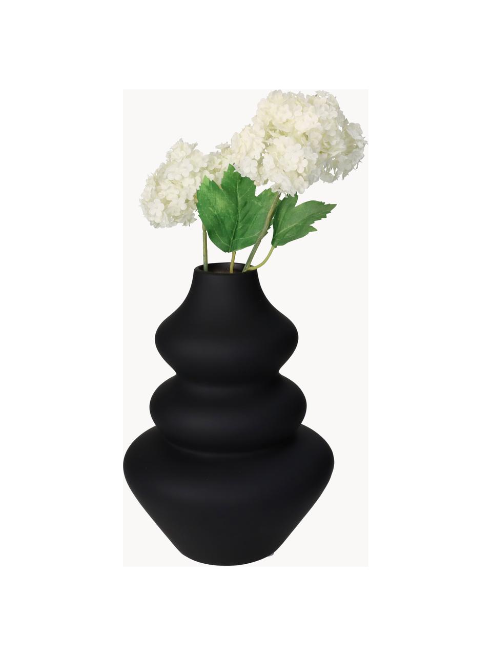 Design-Vase Thena in organischer Form, H 20 cm, Steingut, Schwarz, Ø 15 x H 20 cm