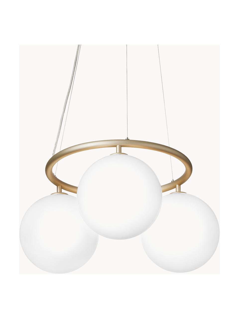 Lampada a sospensione con sfere di vetro Miira, Paralume: vetro, Dorato, bianco, Ø 54 x Alt. 25 cm