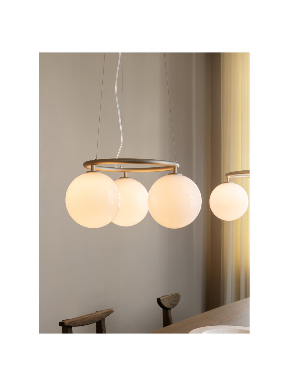 Lampada a sospensione con sfere di vetro Miira, Paralume: vetro, Dorato, bianco, Ø 54 x Alt. 25 cm