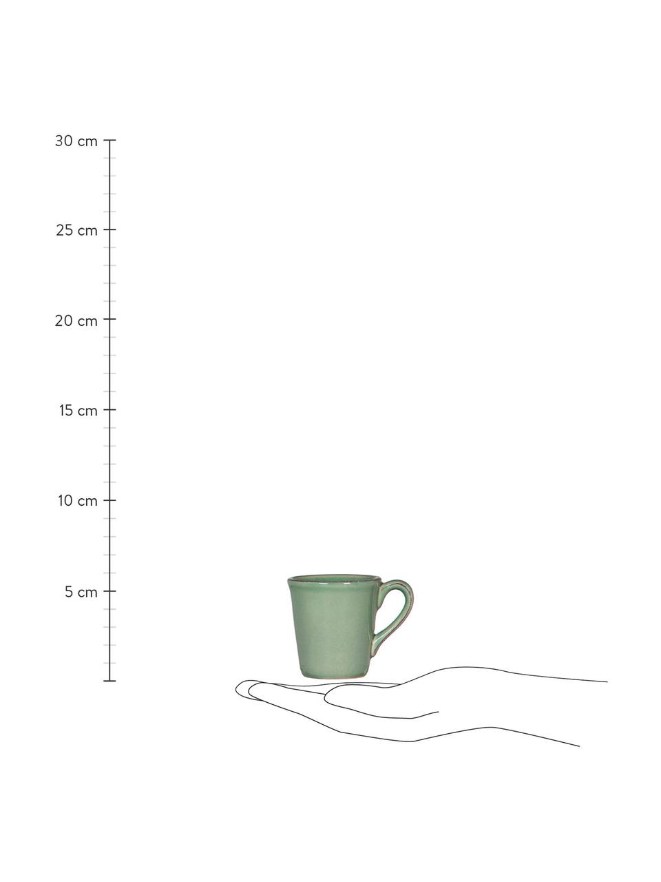 Tasse à espresso rustique Constance, 2 pièces, Grès cérame, Vert sauge, Ø 8 x haut. 6 cm, 100 ml