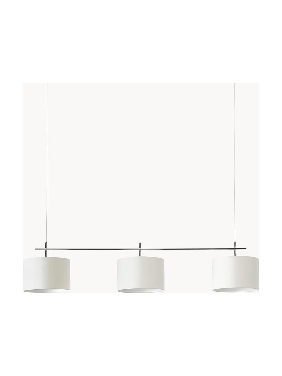 Grote hanglamp Liara, Frame: geborsteld metaal, Baldakijn: geborsteld metaal, Wit, chroomkleurig, B 140 x H 90 cm