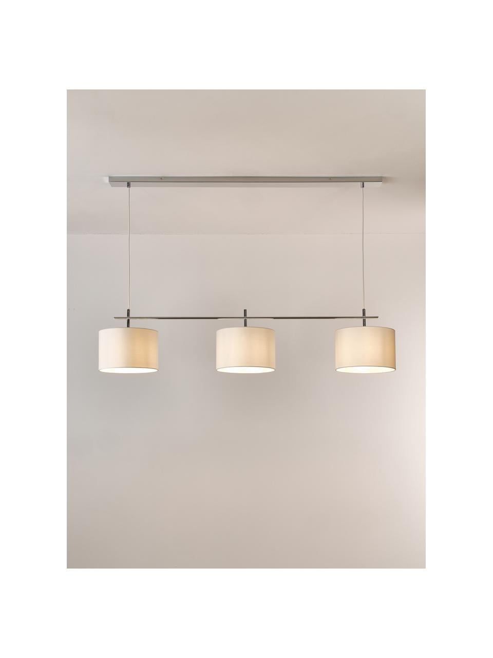 Grote hanglamp Liara, Frame: geborsteld metaal, Baldakijn: geborsteld metaal, Wit, chroomkleurig, B 140 x H 90 cm