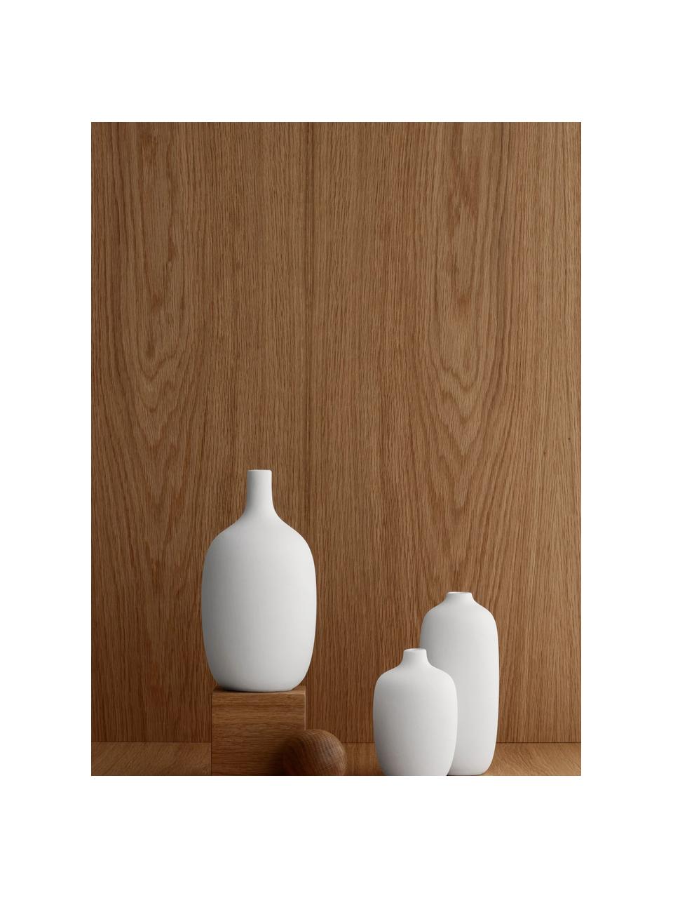 Vase design Ceola, haut. 19 cm, Céramique, Blanc, Ø 14 x haut. 19 cm