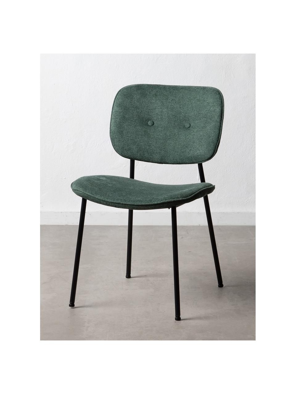 Sedia imbottita Oprah, Rivestimento: 100% poliestere, Gambe: metallo rivestito, Verde, nero, Larg. 56 x Prof. 52 cm