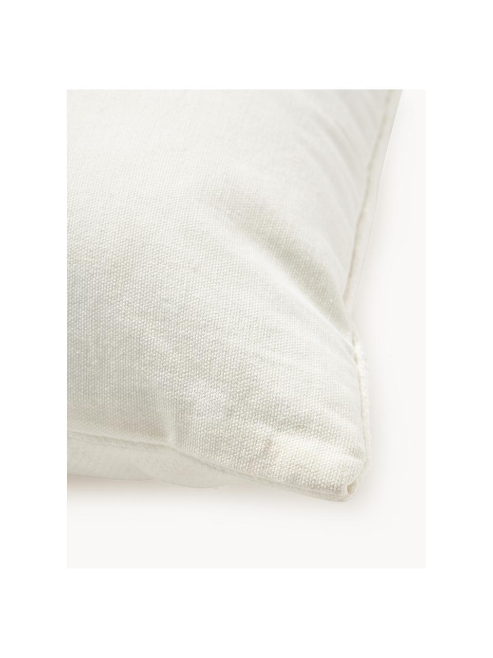Bestickte Baumwoll-Kissenhülle Reza mit Hoch-Tief-Struktur, Bezug: 100 % Baumwolle, Off White, Braun, Apricot, B 45 x L 45 cm