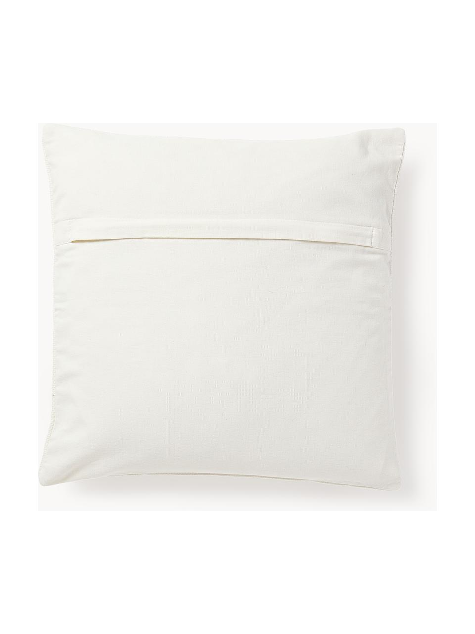 Housse de coussin 45x45 brodée Reza, Blanc cassé, brun, pêche, larg. 45 x long. 45 cm