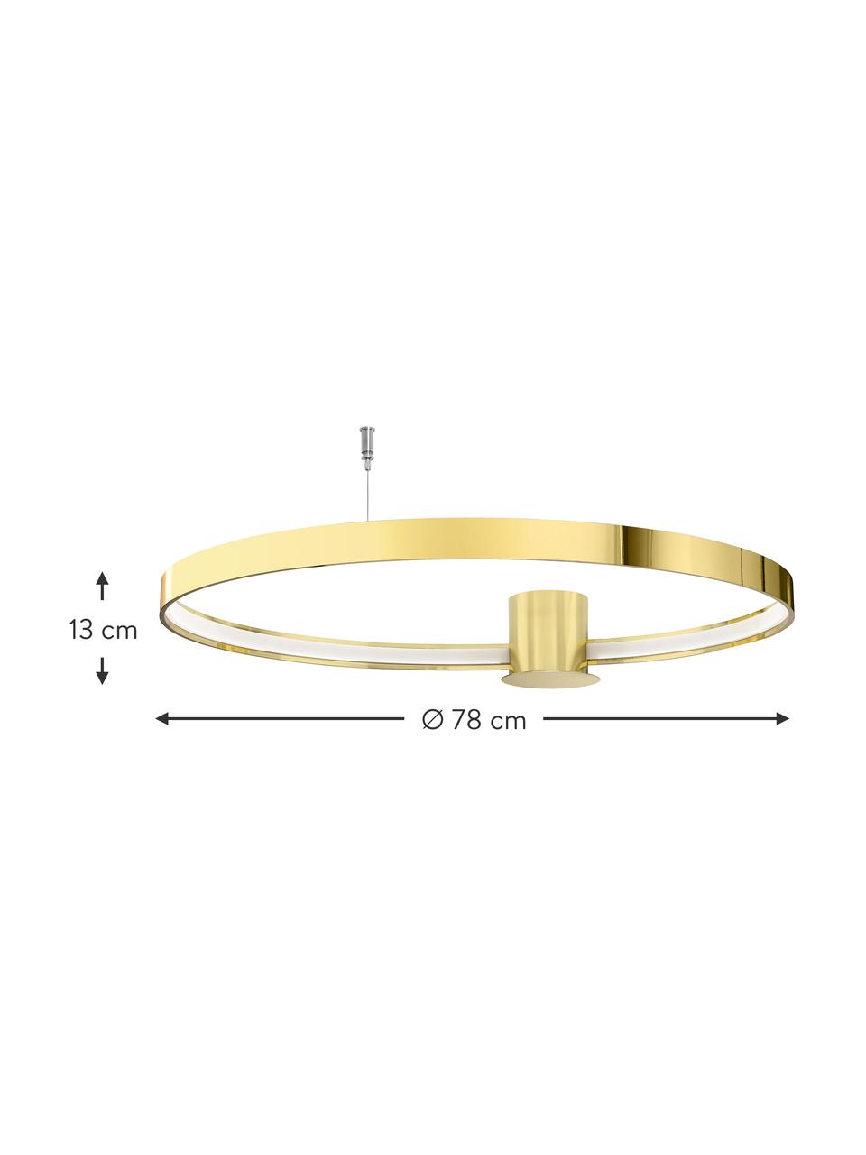 Lampada da soffitto grande a LED fatta a mano Tim, Dorato lucido, Larg. 78 x Alt. 13 cm
