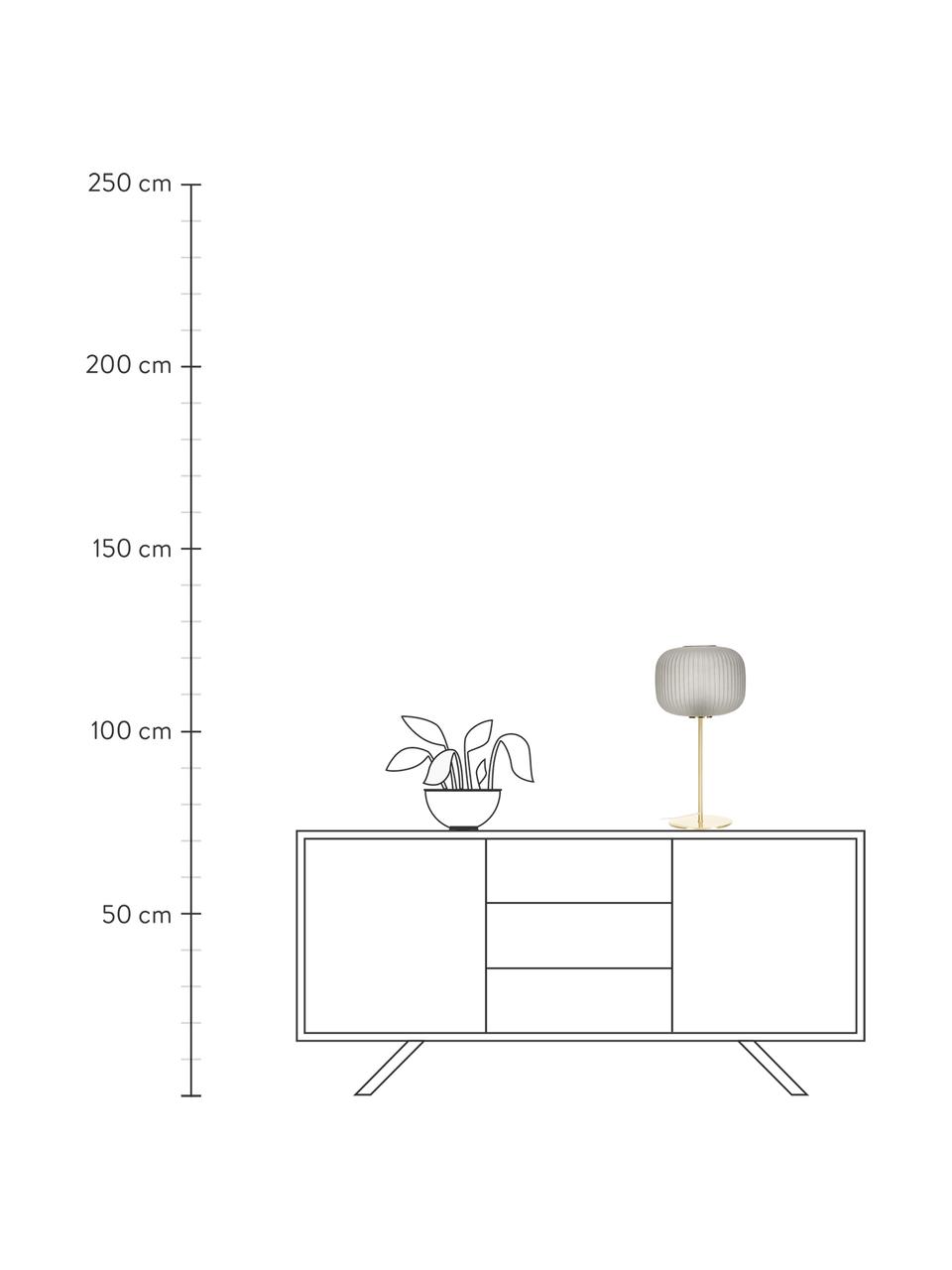 Veľká stolová lampa so skleneným tienidlom Sober, Sivá, mosadzné odtiene, Ø 25 x V 50 cm