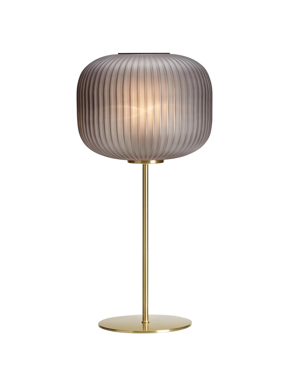 Lámpara de mesa grande de vidrio Sober, Pantalla: vidrio, Cable: plástico, Dorado, gris, Ø 25 x Al 50 cm