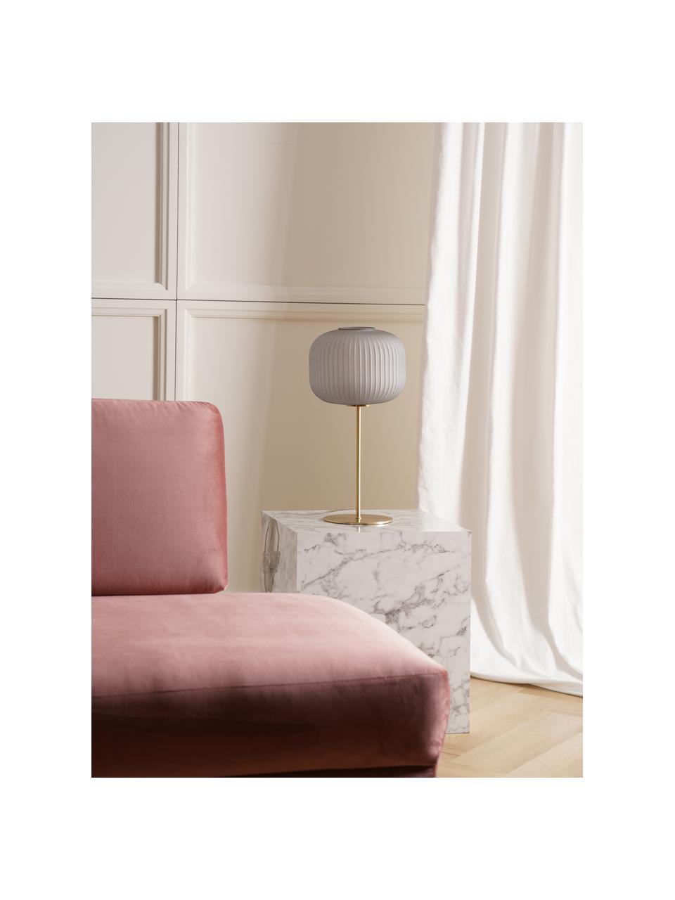 Veľká stolová lampa so skleneným tienidlom Sober, Sivá, mosadzné odtiene, Ø 25 x V 50 cm
