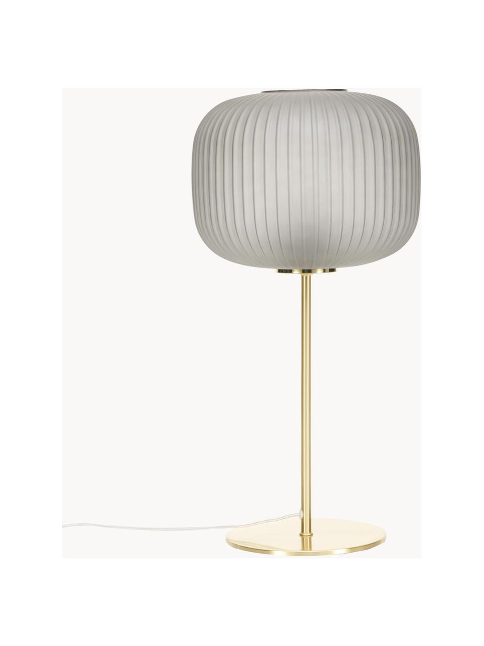Velká stolní lampa se skleněným stínidlem Sober, Zlatá, šedá, Š 25 cm, V 50 cm