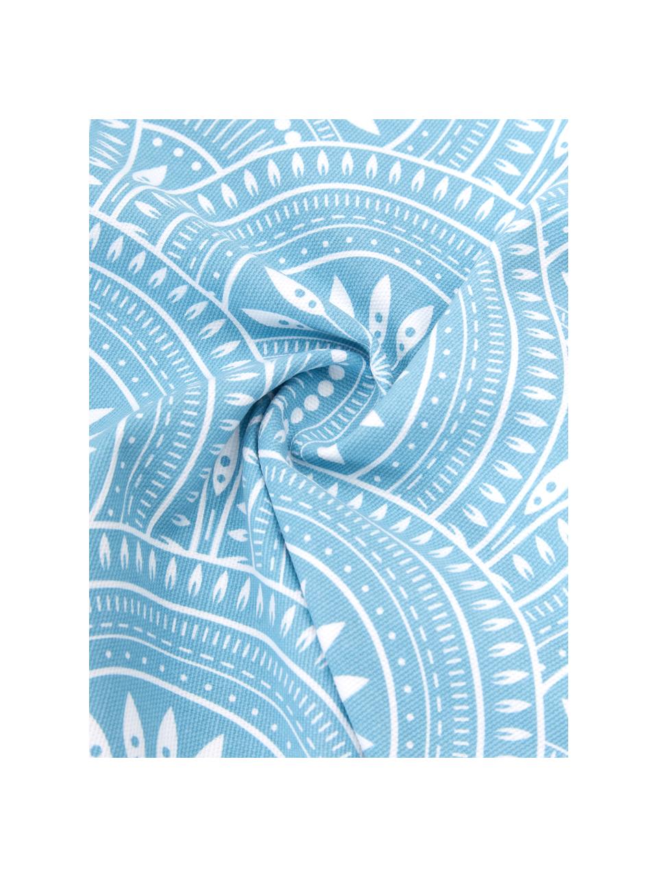Federa arredo reversibile fantasia in cotone biologico azzurro Tiara, 100% cotone biologico, certificato GOTS, Blu, bianco, Larg. 45 x Lung. 45 cm