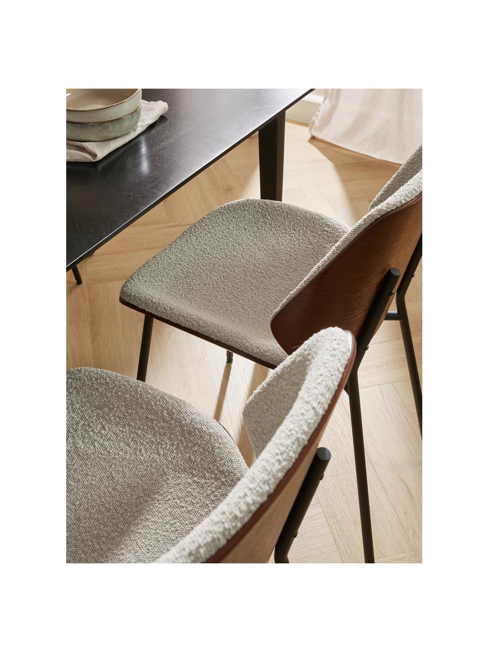 Sillas de madera en tejido bouclé Tamara, 2 uds., Tapizado: tejido bouclé (100% polié, Asiento: madera contrachapada con , Patas: metal con pintura en polv, Bouclé blanco, An 47 x F 60 cm