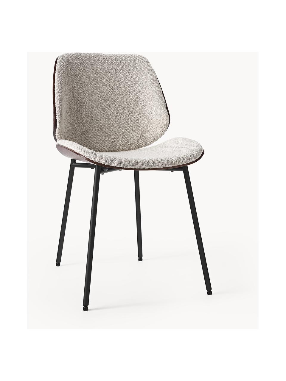 Sillas de madera en tejido bouclé Tamara, 2 uds., Tapizado: tejido bouclé (100% polié, Asiento: madera contrachapada con , Patas: metal con pintura en polv, Bouclé blanco, An 47 x F 60 cm