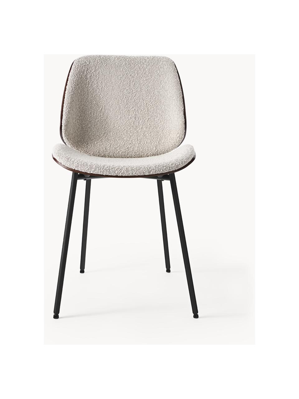 Sillas de madera en tejido bouclé Tamara, 2 uds., Tapizado: tejido bouclé (100% polié, Asiento: madera contrachapada con , Patas: metal con pintura en polv, Bouclé blanco, An 47 x F 60 cm