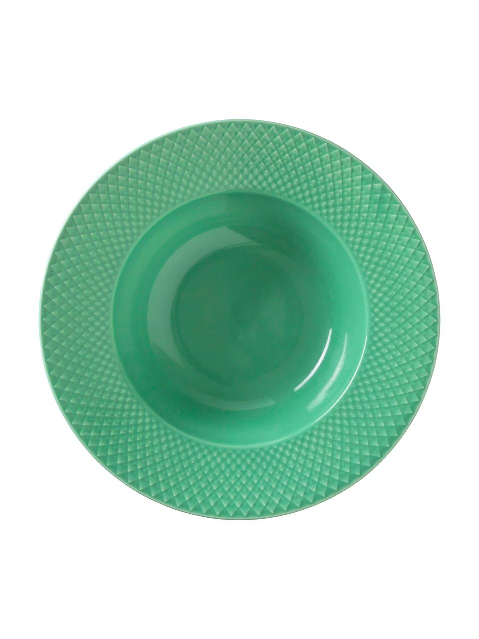 Porcelánové hluboké talíře Rhombe, 4 ks, Porcelán, Zelená, Ø 25 cm