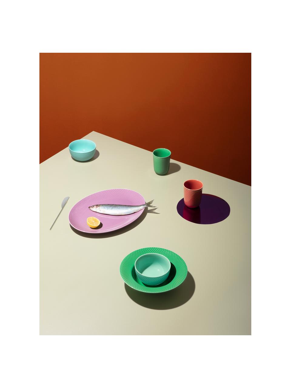 Set 4 piatti fondi in porcellana Rhombe, Porcellana, Verde, Ø 25 cm