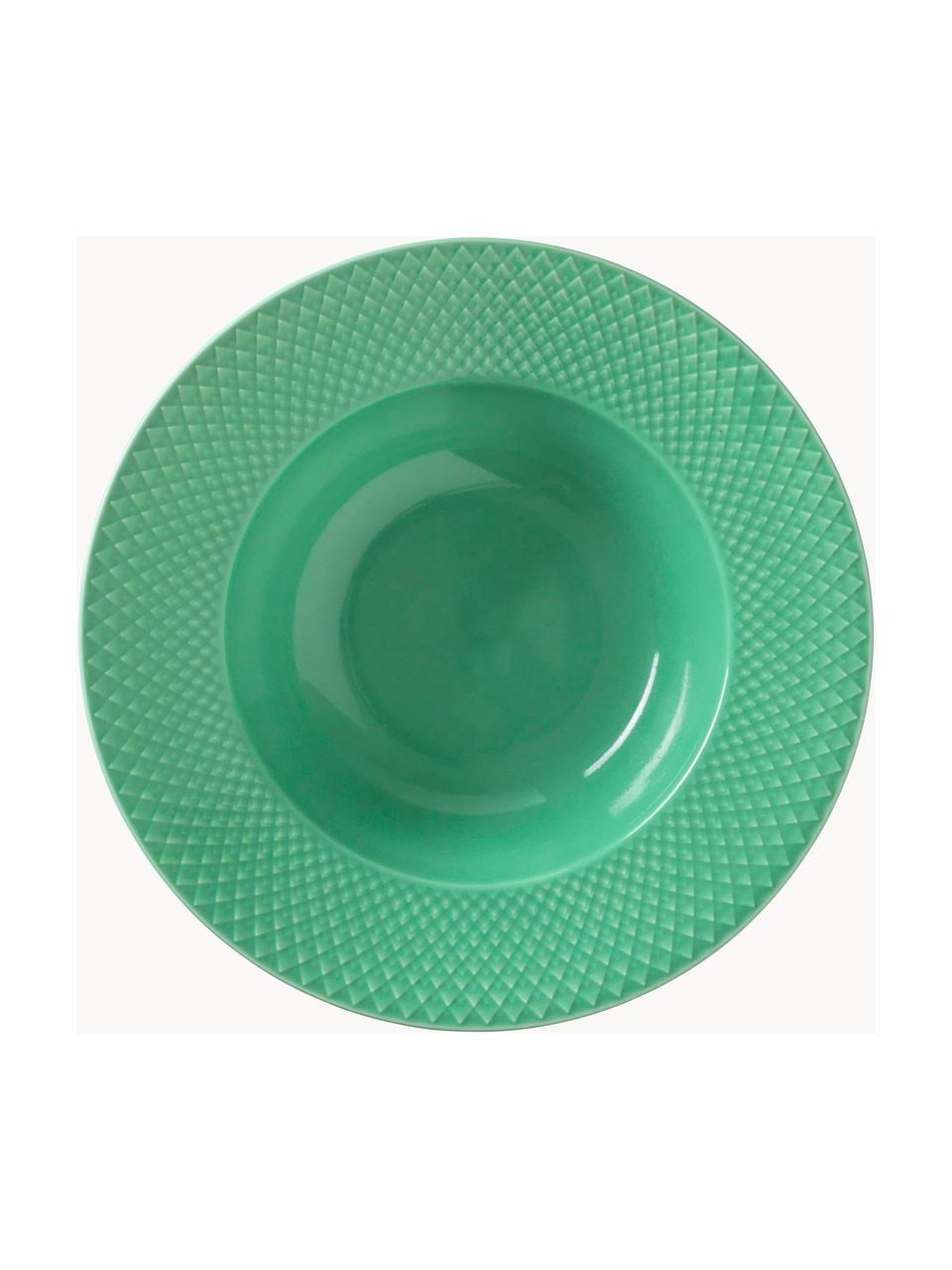 Assiettes à soupe en porcelaine Rhombe, 4 pièces, Porcelaine, Vert, Ø 25 cm