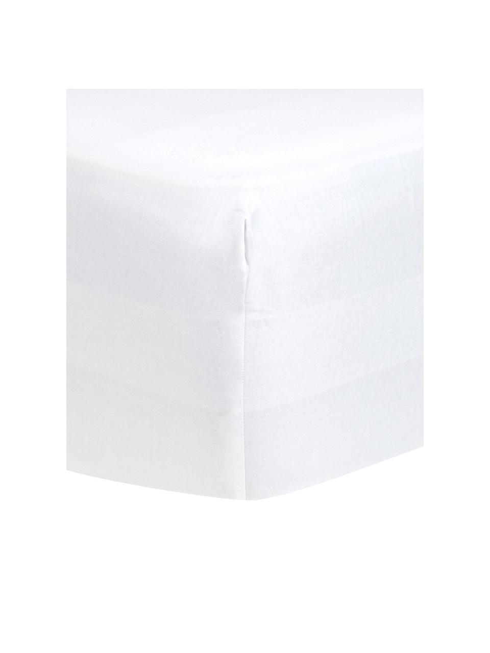 Lenzuolo con angoli in raso di cotone bianco Comfort, Bianco, Larg. 180 x Lung. 200 cm