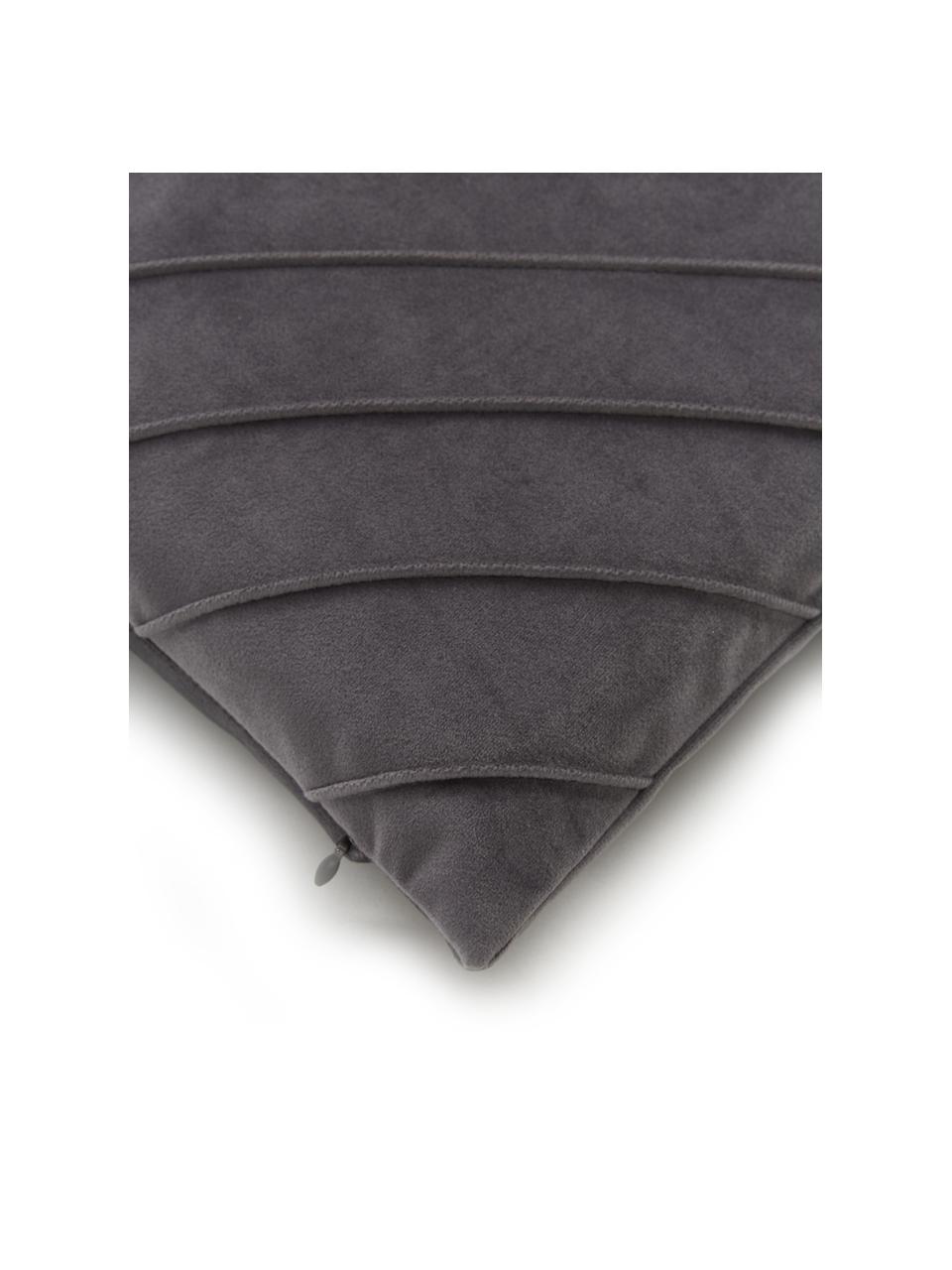 Sametový povlak na polštář se strukturovaným vzorem Leyla, Samet (100 % polyester), Antracitová, Š 40 cm, D 40 cm
