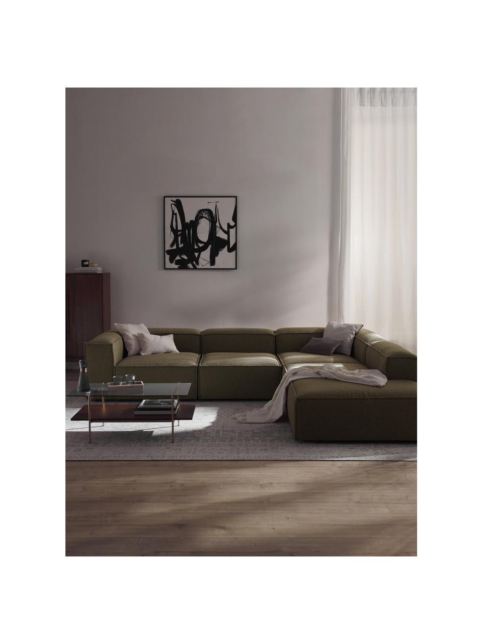 Modulárna XL rohová pohovka z buklé Lennon, Bouclé olivovozelená, Š 329 x H 269 cm, ľavostranná