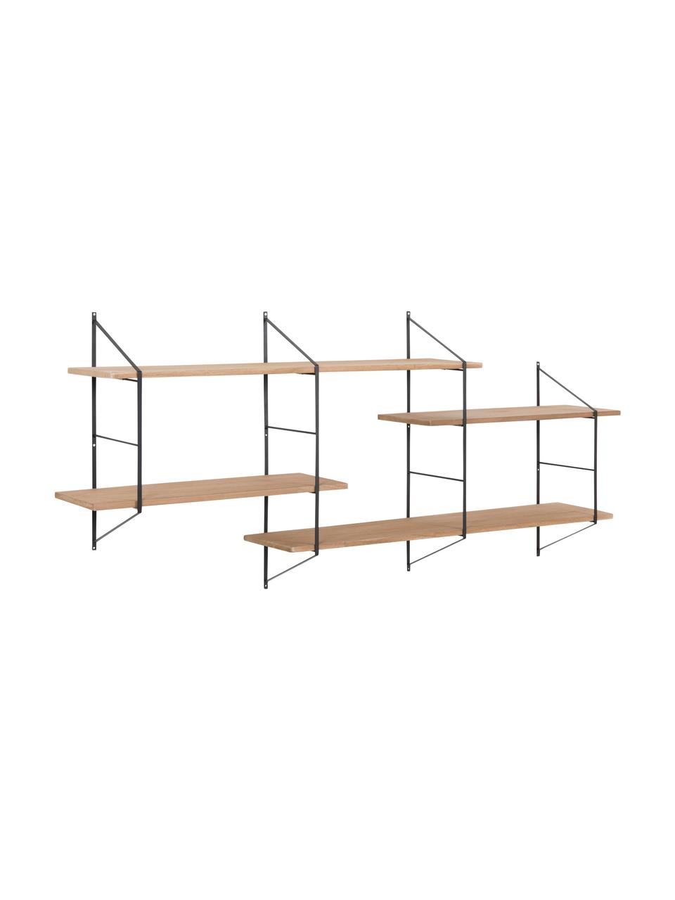Estantería de pared grande de metal Belfast, Estructura: metal con pintura en polv, Estantería: madera de Paulownia pinta, Madera de Paulownia barnizada, An 191 x Al 79 cm