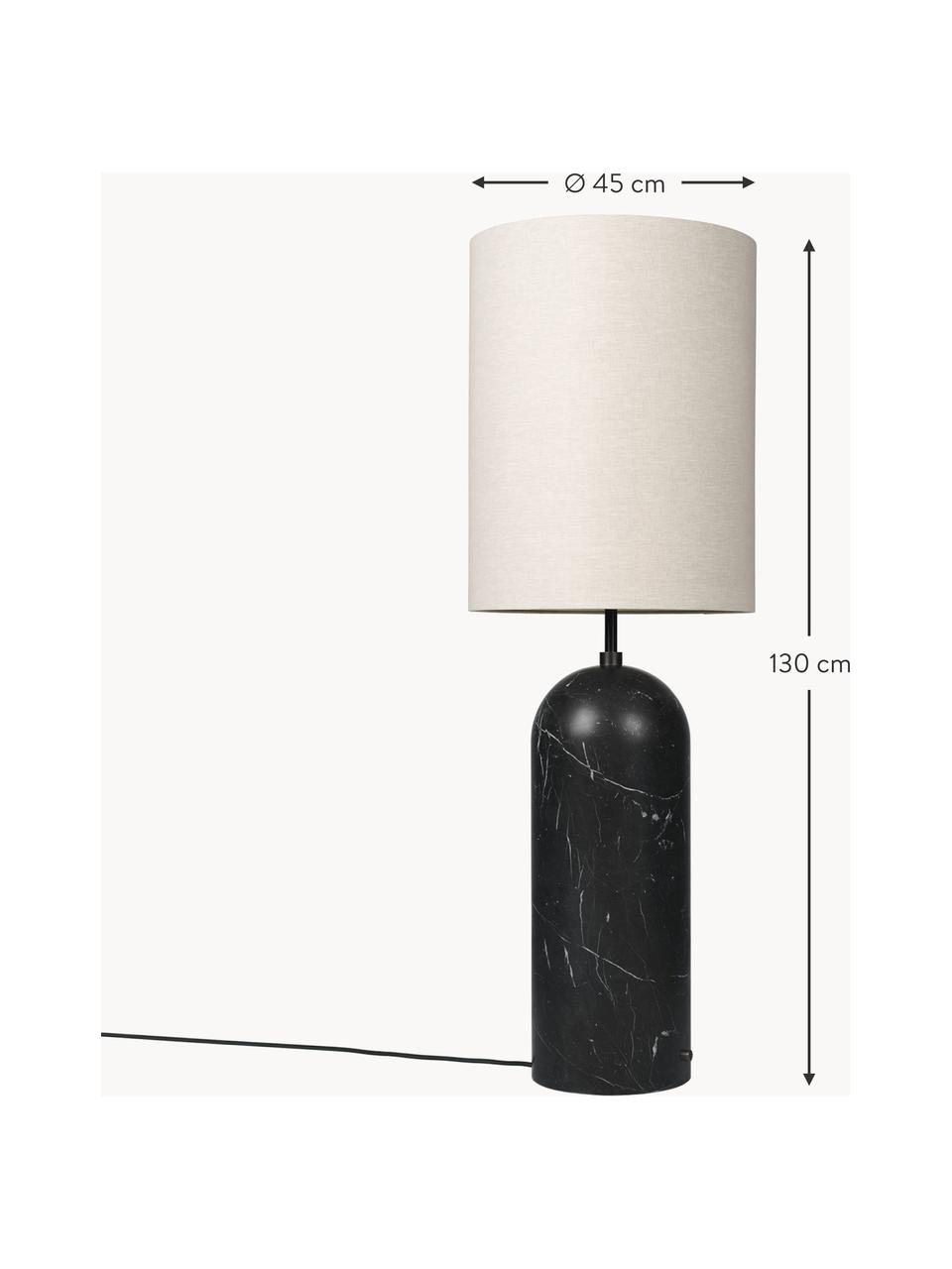 Kleine dimmbare Stehlampe Gravity mit Marmorfuss, Lampenschirm: Stoff, Hellbeige, Schwarz marmoriert, H 130 cm