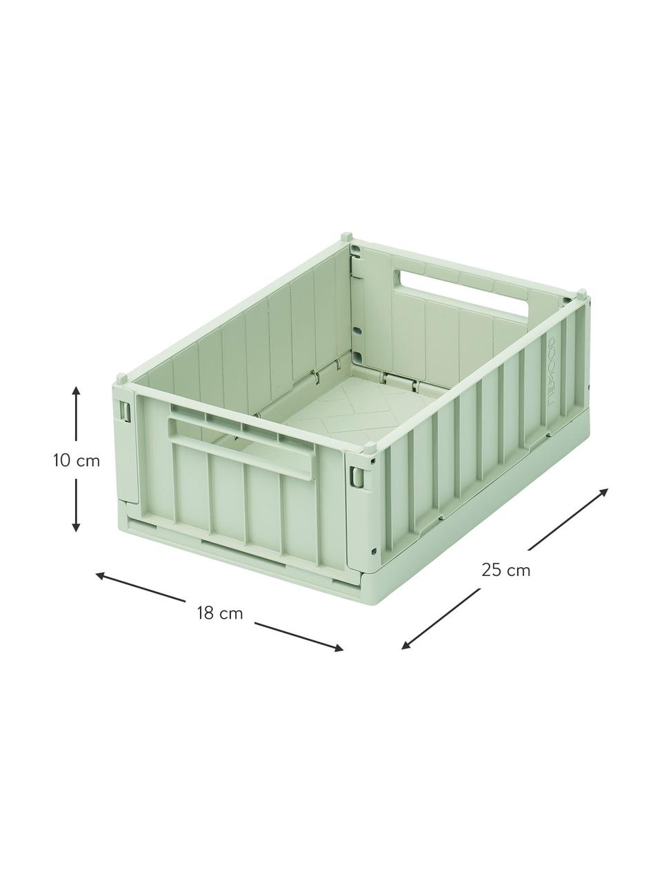 Skládací box z recyklovaného plastu Weston, malý, 2 ks, Recyklovaná umělá hmota, Přední a zadní strana: pastelově zelená, Š 25 cm, V 10 cm