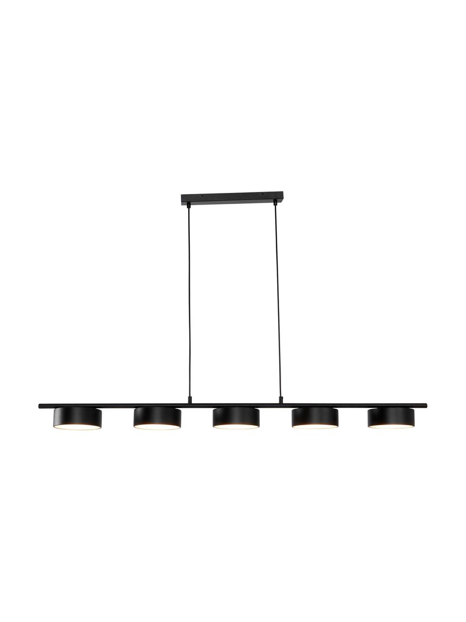 Grote LED hanglamp Lenny, Baldakijn: gecoat metaal, Zwart, 124 x 80 cm