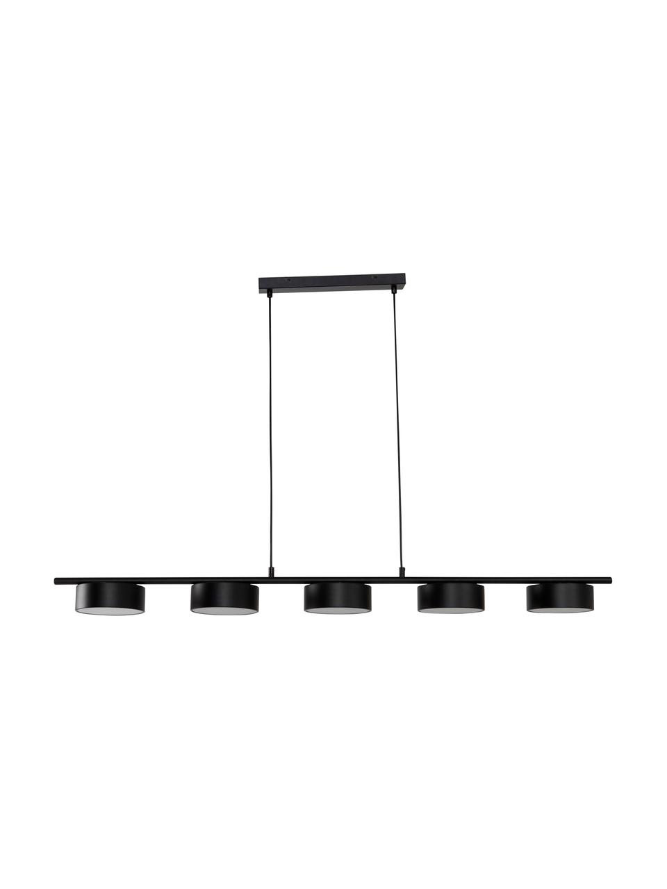 Grote LED hanglamp Lenny, Baldakijn: gecoat metaal, Zwart, 124 x 80 cm