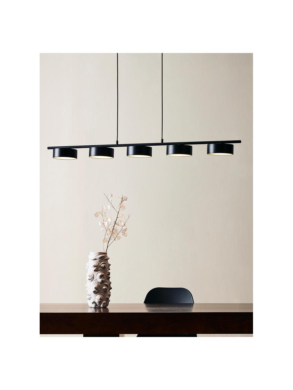 Grote LED hanglamp Lenny, Baldakijn: gecoat metaal, Zwart, 124 x 80 cm