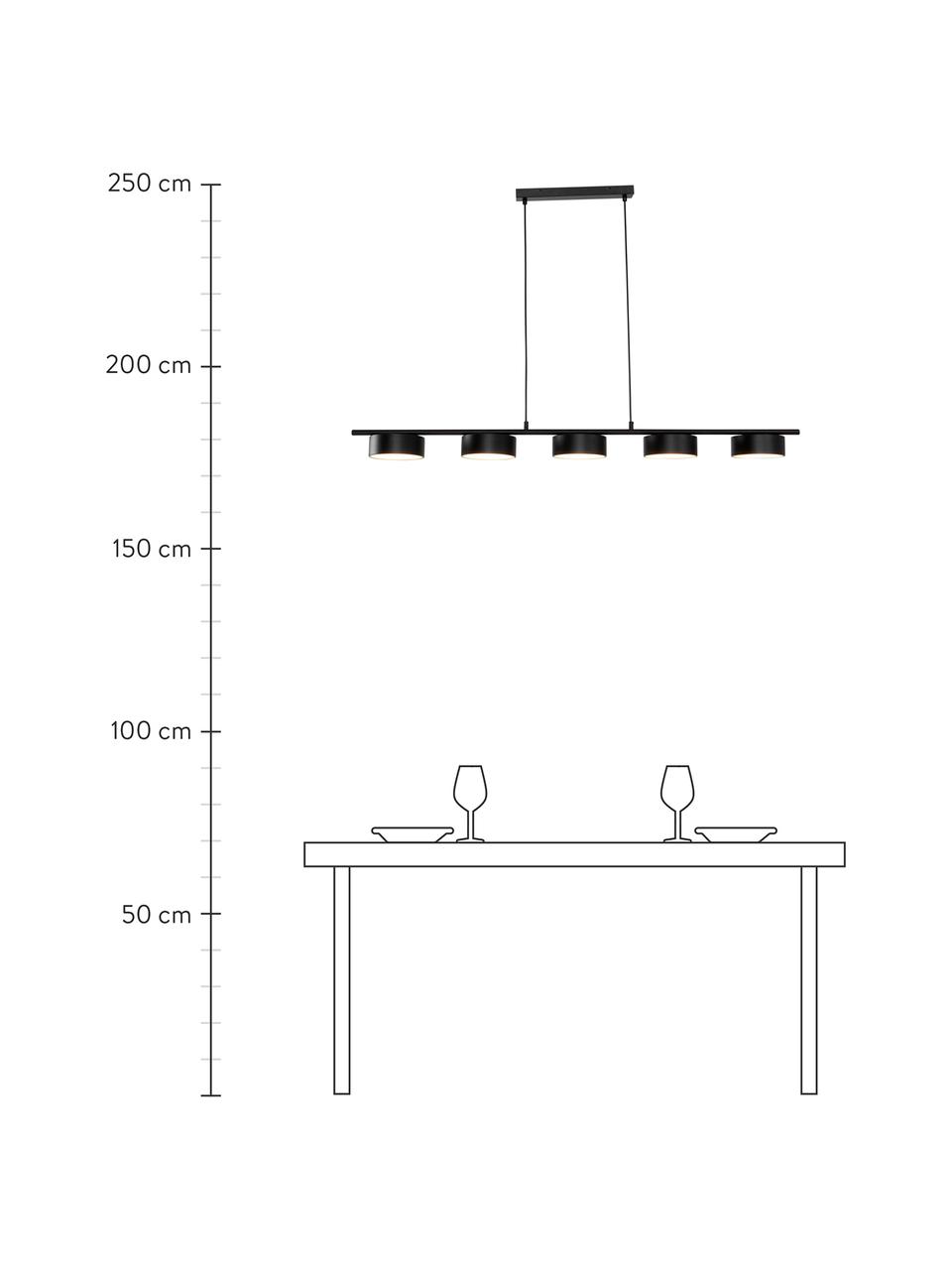 Lámpara de techo grande LED Lenny, Estructura: metal recubierto, Anclaje: metal recubierto, Cable: cubierto en tela, Negro, An 124 x Al 80 cm