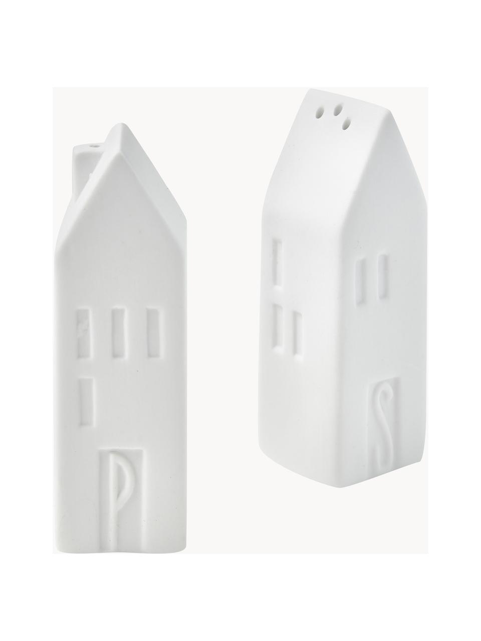 Zout- en peperstrooier Home van porselein, set van 2, Porselein, Mat wit, B 3 x H 9 cm