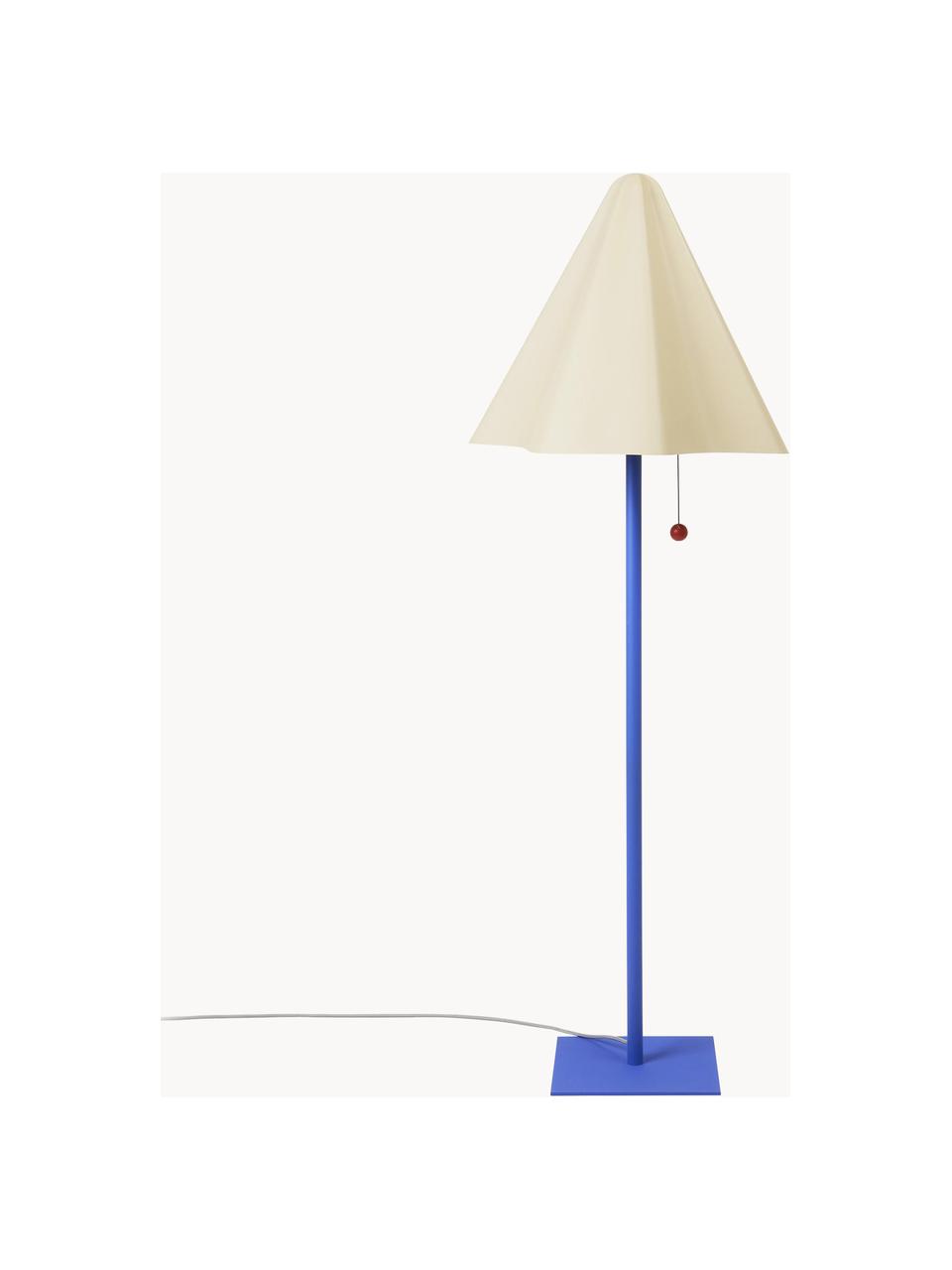 Design Stehlampe Skirt, Lampenschirm: Stahl, pulverbeschichtet, Lampenfuß: Stahl, pulverbeschichtet, Cremeweiß, Blau, H 96 cm