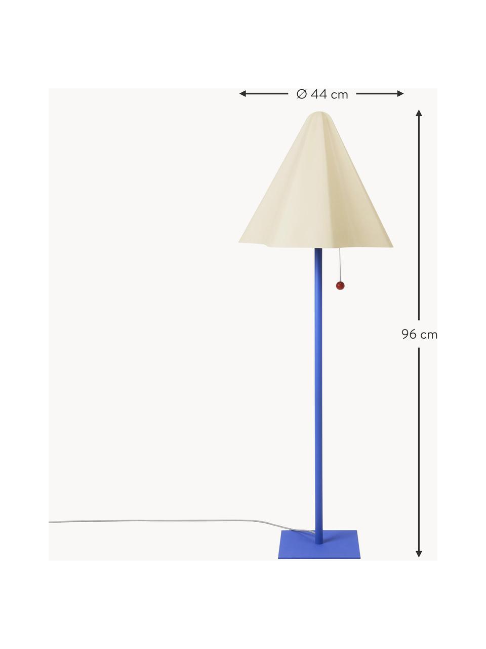 Design Stehlampe Skirt, Lampenschirm: Stahl, pulverbeschichtet, Lampenfuß: Stahl, pulverbeschichtet, Cremeweiß, Blau, H 96 cm