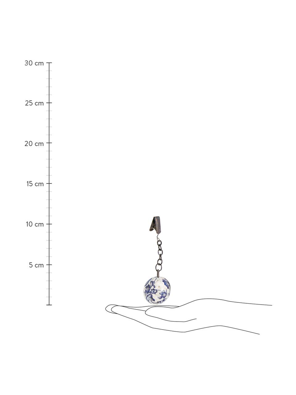 Zestaw obciążników na obrus Evie, 4 elem., Ceramika, Niebieski, biały, metal, Ø 3 x W 11 cm