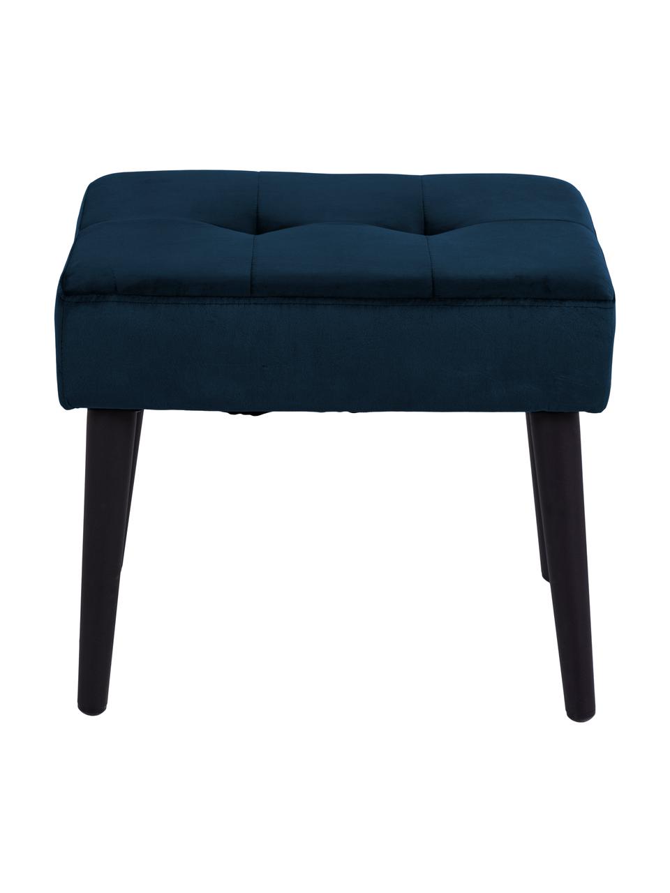 Tabouret en velours bleu foncé Glory, Velours bleu, larg. 50 x haut. 45 cm