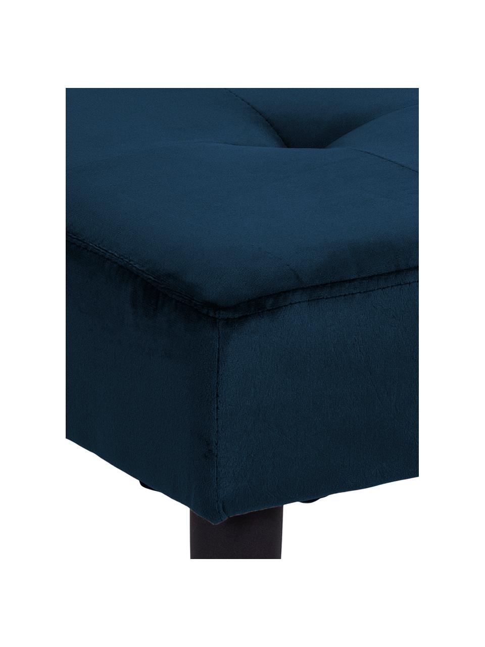 Fluwelen poef Glory in donkerblauw, Bekleding: 100% polyester fluweel, Poten: gepoedercoat metaal, Fluweel blauw, B 50 x H 45 cm