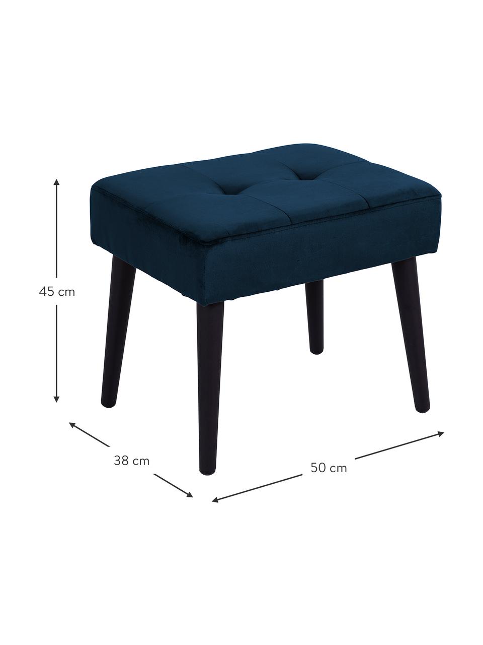 Samt-Polsterhocker Glory in Dunkelblau, Bezug: 100% Polyestersamt Der ho, Füße: Metall, pulverbeschichtet, Samt Dunkelblau, B 50 x H 45 cm