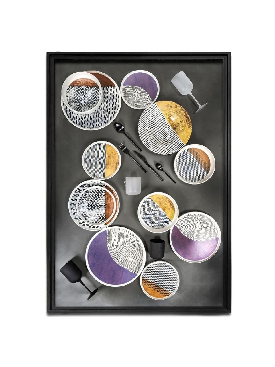 Sada mělkých talířů s barevným designem Switch, 4 díly, Keramika, Světle šedá, černá, více barev, Ø 27 cm