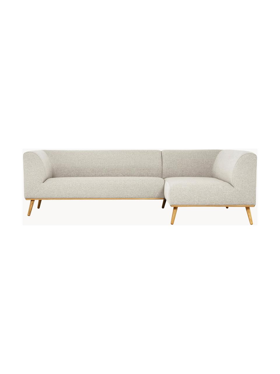 Ecksofa Archie mit Eichenholz-Füßen, Bezug: 100% Wolle, Gestell: Kiefernholz, FSC-zertifiz, Beine: Massives Eichenholz, FSC-, Webstoff Hellbeige, B 264 x T 162 cm, Eckteil rechts