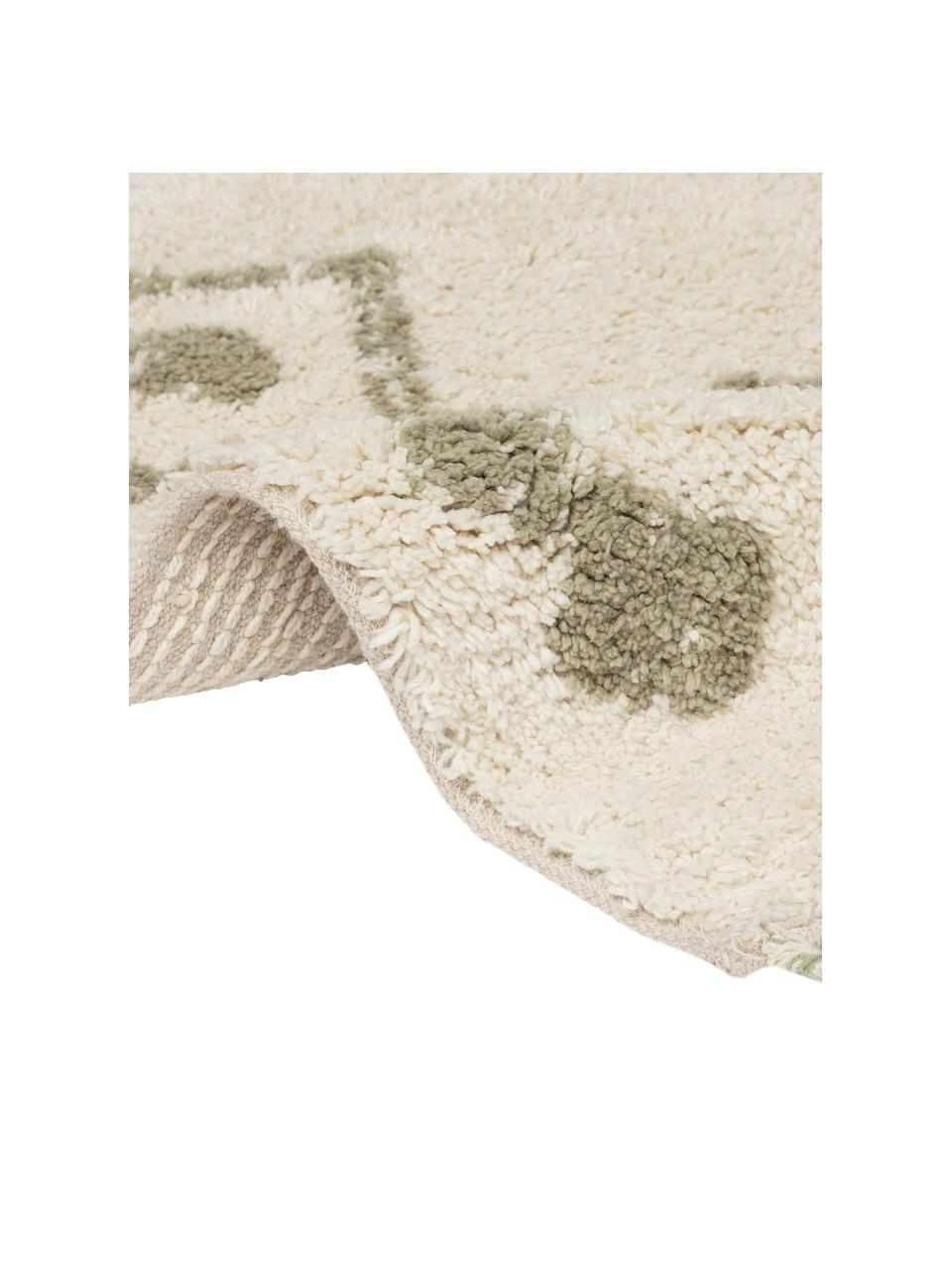 Tappeto bagno crema/beige con motivo boho e nappe Fauve, 100% cotone, Crema, beige, Larg. 50 x Lung. 70 cm