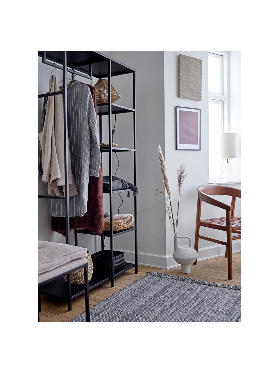 Deurloze metalen kledingkast Valde, Gecoat metaal, Zwart, B 90 x H 183 cm