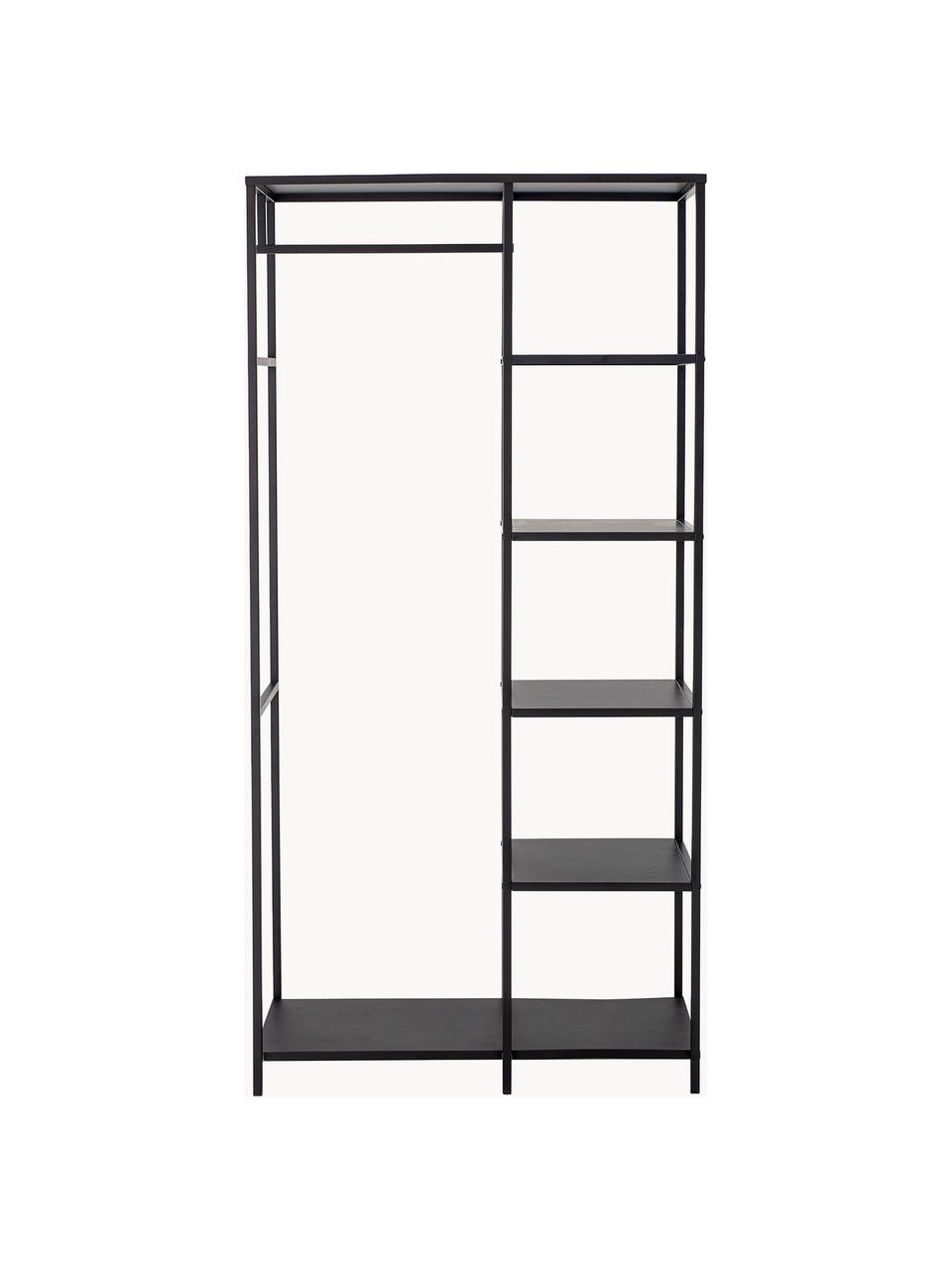 Metall-Garderobe Valde, Metall, beschichtet, Schwarz, B 90 x H 183 cm