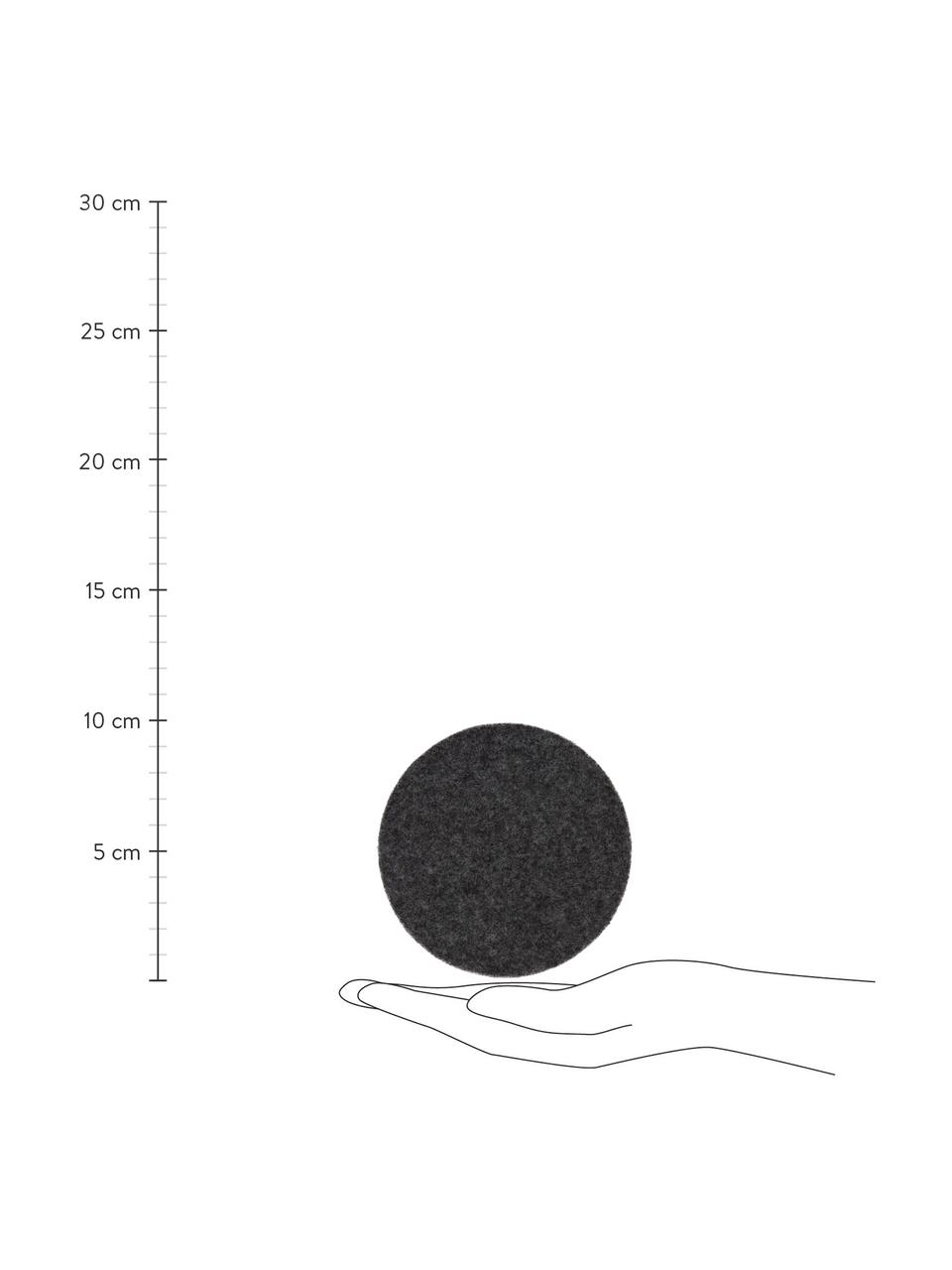 Plstená podložka Leandra, 6 ks, 90 % vlna, 10 % polyetylén, Antracitová, Ø 10 cm